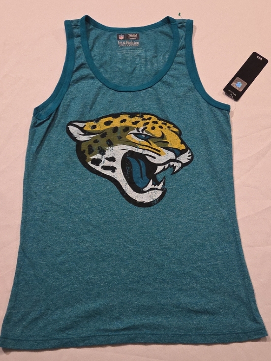 NFL Tops - NFL Teal Muscle Tank with Jaguar Head Graphic